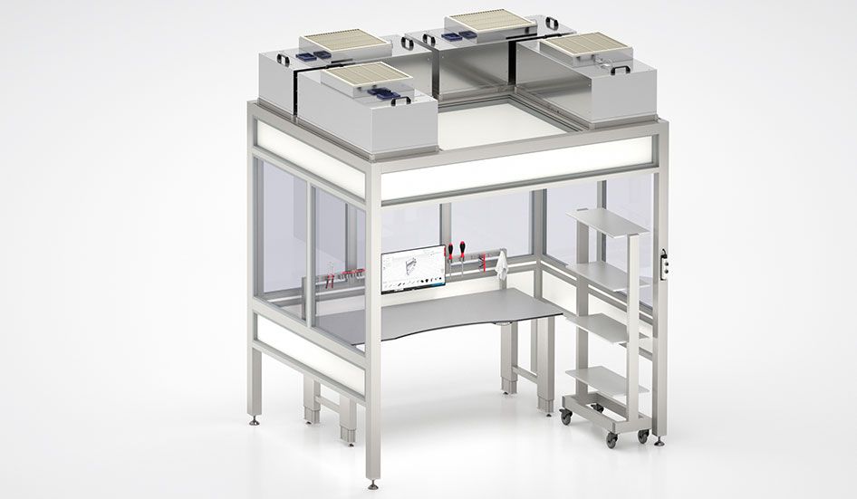 Partial cleanroom enclosure with several Filter Fan Units